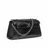 Borsa donna a spalla 041g 01 coccodrillo laccato nero