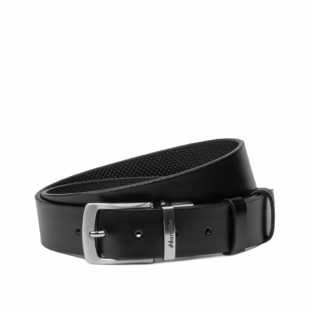 Cintura uomo 71b nero lucido+nero traforato