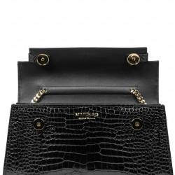 Borsa da donna a tracolla 041g coccodrillo verniciato nero