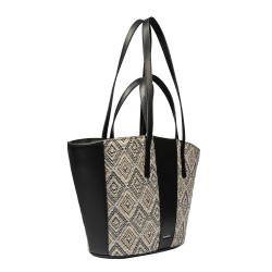 Borsa da spiaggia donna 044g 01 rafia nero