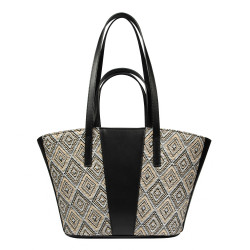 Borsa da spiaggia donna 044g 01 rafia nero