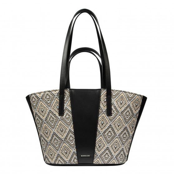 Borsa da spiaggia donna 044g 01 rafia nero