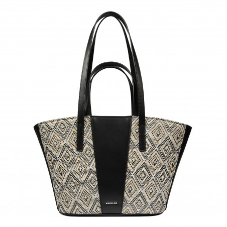 Borsa da spiaggia donna 044g 01 rafia nero