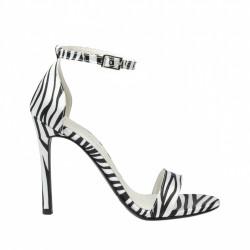 Sandali donna 1349 satin zebra bianca