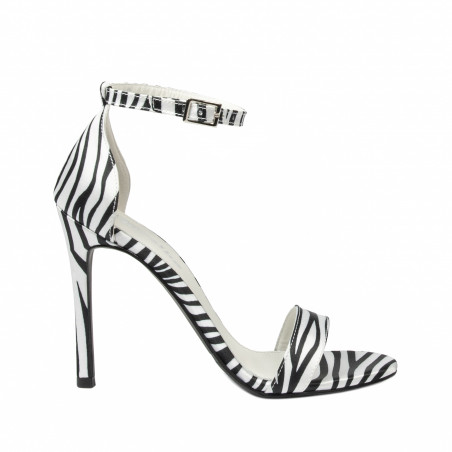 Sandali donna 1349 satin zebra bianca