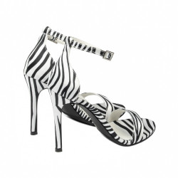Sandali donna 1349 satin zebra bianca