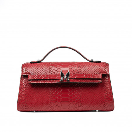 Borsa da donna a tracolla 041g 01 coccodrillo rosso
