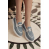 Scarpe casual donna 6092 rafia blu combinato