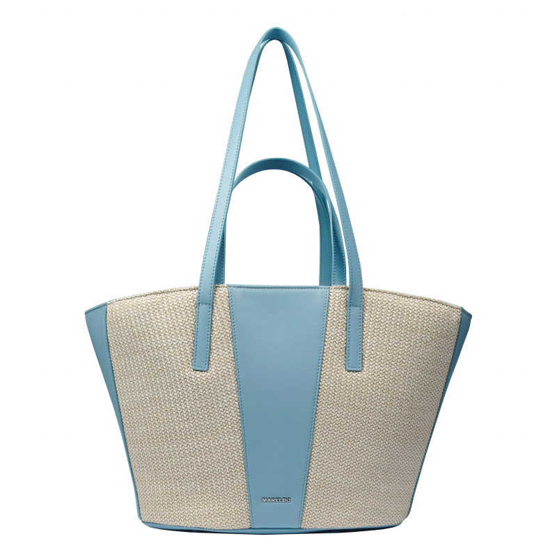 Borsa da spiaggia donna 044g 01 cielo blu+rafia