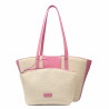 Borsa da spiaggia donna 044g 01 rosa Barbie+rafia
