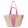 Borsa da spiaggia donna 044g 01 rosa Barbie+rafia