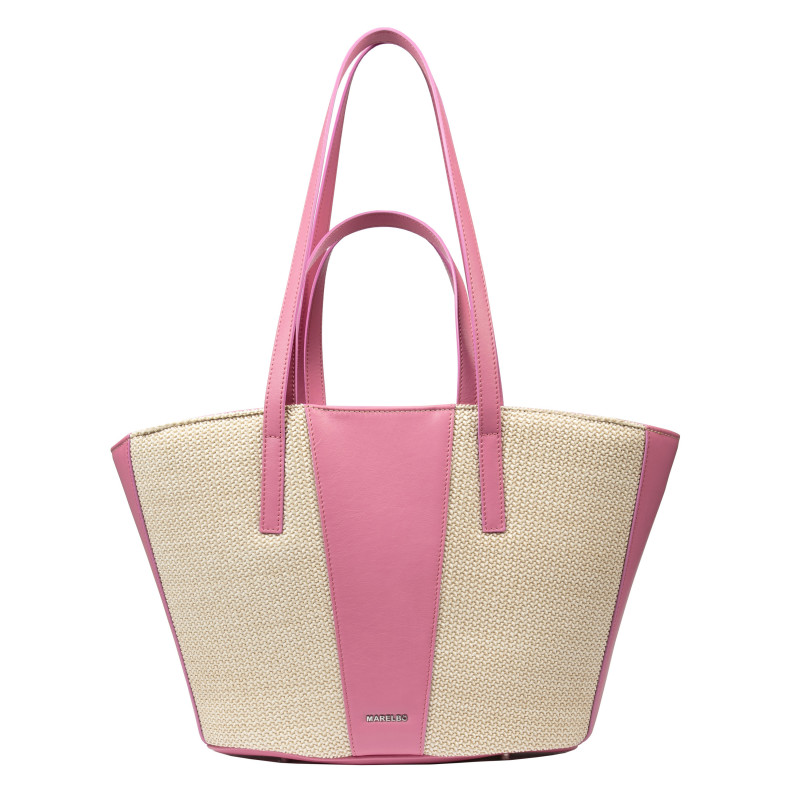 Borsa da spiaggia donna 044g 01 rosa Barbie+rafia
