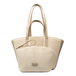 Borsa da spiaggia donna 044g nude+rafia