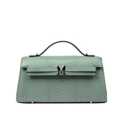 Borsa donna a tracolla 041g 01 croco pistacchio