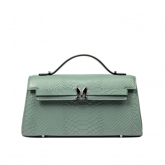 Borsa donna a tracolla 041g 01 croco pistacchio