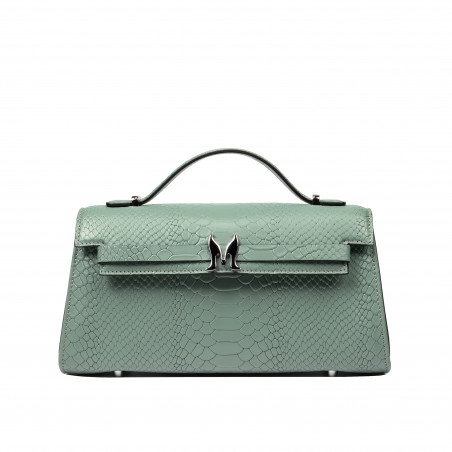 Borsa donna a tracolla 041g 01 croco pistacchio