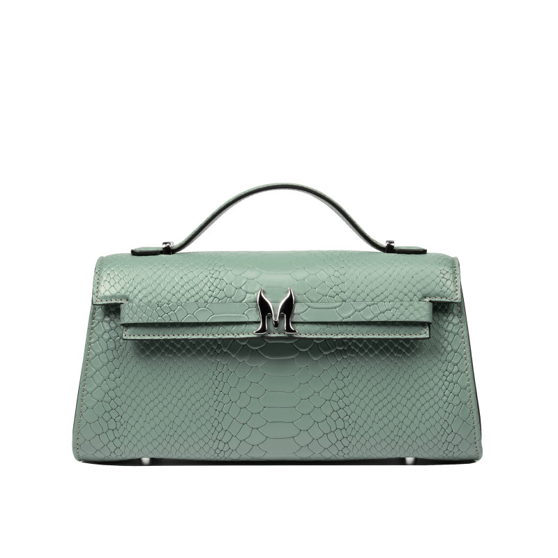 Borsa donna a tracolla 041g 01 croco pistacchio