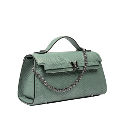 Borsa donna a tracolla 041g 01 croco pistacchio