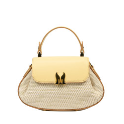 Borsa donna a mano 042g giallo burro+rafia