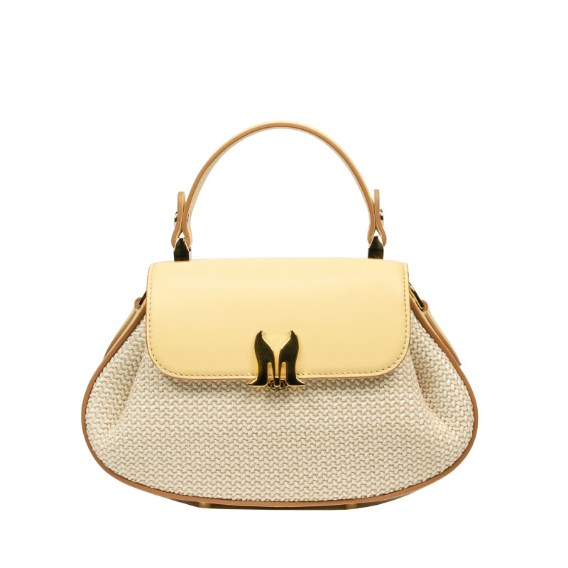 Borsa donna a mano 042g giallo burro+rafia