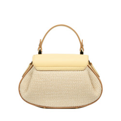 Borsa donna a mano 042g giallo burro+rafia