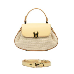 Borsa donna a mano 042g giallo burro+rafia