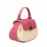 Borsa da donna a mano 042g in camoscio rosa lampone + rafia