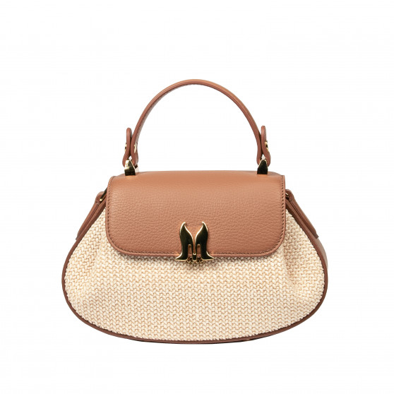 Borsa da donna a mano 042g biz cammello+rafia