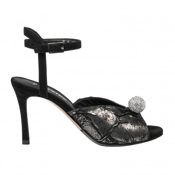 Sandali donna 1329 nero velluto combinato
