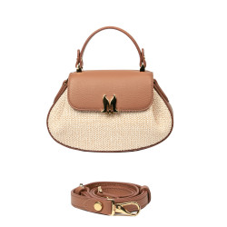 Borsa da donna a mano 042g biz cammello+rafia