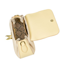 Borsa donna a mano 042g giallo burro+rafia