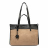 Borsa da spiaggia donna 045g 01 nero napa+rafia caramello
