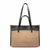 Borsa da spiaggia donna 045g 01 nero napa+rafia caramello