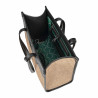 Borsa da spiaggia donna 045g 01 nero napa+rafia caramello