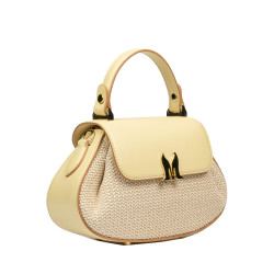 Borsa donna a mano 042g giallo burro+rafia