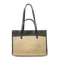 Borsa da spiaggia donna 045g nero napa+rafia