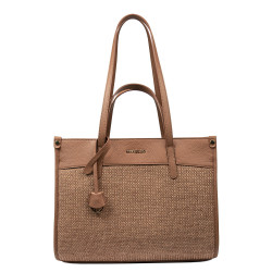 Borsa da donna da spiaggia 045g cammello+rafia caramello