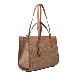 Borsa da donna da spiaggia 045g cammello+rafia caramello