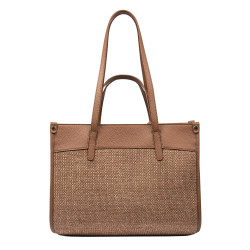 Borsa da donna da spiaggia 045g cammello+rafia caramello