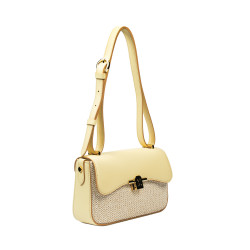 Borsa da donna a tracolla 046g giallo burro + rafia