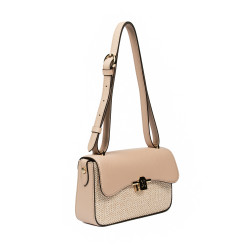 Borsa da donna a tracolla 046g nude + rafia