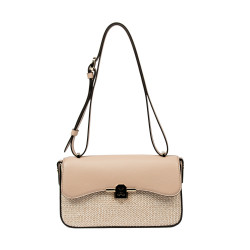 Borsa da donna a tracolla 046g nude + rafia
