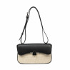 Borsa donna a tracolla 046g 01 nero nappa+rafia