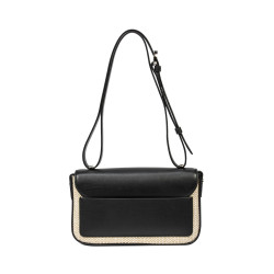 Borsa donna a tracolla 046g 01 nero nappa+rafia