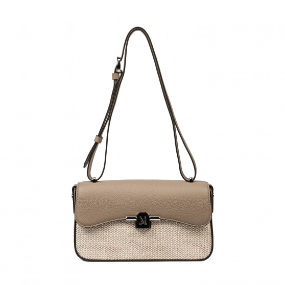 Borsa a tracolla da donna 046g 01 cappuccino+rafia