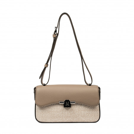 Borsa a tracolla da donna 046g 01 cappuccino+rafia