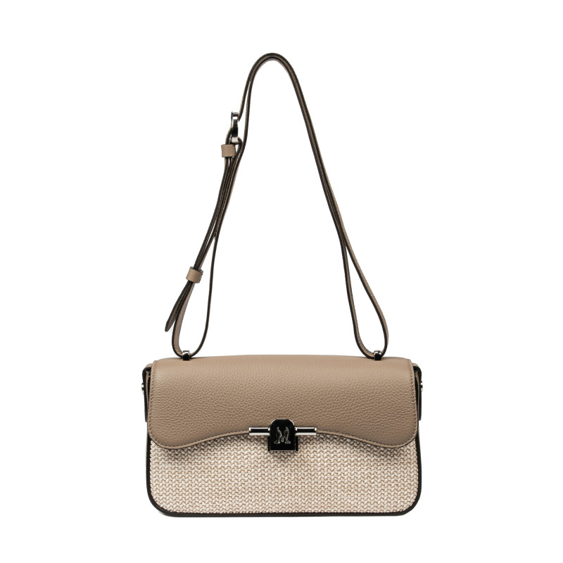 Borsa a tracolla da donna 046g 01 cappuccino+rafia
