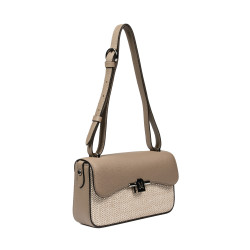 Borsa a tracolla da donna 046g 01 cappuccino+rafia