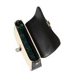 Borsa donna a tracolla 046g 01 nero nappa+rafia