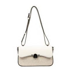 Borsa da donna a tracolla 046g 01 panna + rafia